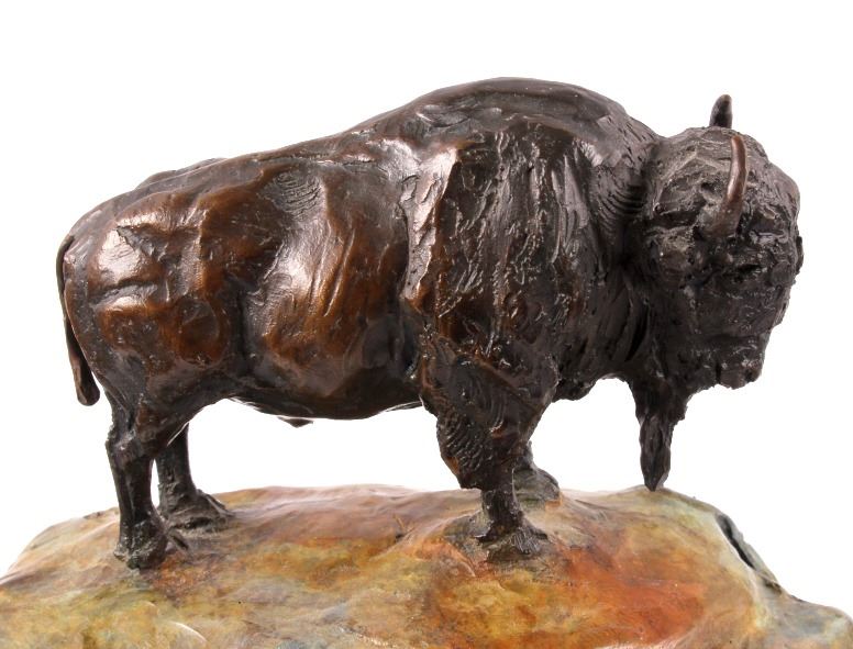 J. Bosick Buffalo Bronze Sculpture