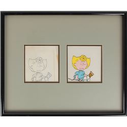 Sally production cel and drawing from Race for Your Life, Charlie Brown