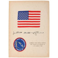 Dave Scott’s Apollo 9 Flown Flag and Patch Signed Presentation