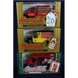 THREE DIE CAST COCA COLA TRUCK BANKS