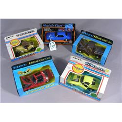 FIVE ERTL DIE CAST 1:25 SCALE METAL CARS