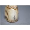 Image 2 : Two antique carved ivory netsukes including a coiled snake and a signed elephant ivory skull with pi