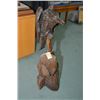 Image 1 : Large vintage hand carved raven figure on perch 46" in height