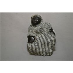 African Springstone sculpture- Shona woman on an incline 5" in height by Zimbabwean artist Colleen M