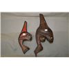 Image 1 : Two hand carved Haida wall plaques depicting whales, the largest marked on verso "Wall and Moon" bot