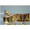 Image 1 : One pair of lady's 14kt yellow gold, citrine quartz and diamond earrings set with 0.06ct of channel 