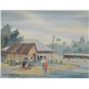 Image 1 : Framed watercolour of a faire ground signed by artist R. E. Lougheed 10" x 13 1/2"