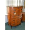Image 1 : Antique exquisite, top quality Olive wood bow front five drawer inlaid highboy all with mahogany sec