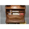 Image 2 : Hand crafted by master craftsman Stan Wychopen miniature drop front secretaire with beveled mirror, 