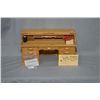 Image 1 : Hand crafted by master craftsman Stan Wychopen miniature double pedestal oak roll top desk, miniatur