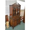 Image 1 : Mid 20th century walnut china cabinet with single storage drawer and lower cabinet