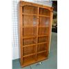 Image 1 : Modern oak open display case with illuminated top sections, 84" in height