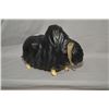 Image 1 : Carved soapstone Muskox with bone horns and feet signed by artist Mark Totan, 12" in length