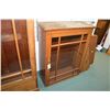 Image 1 : Antique oak and glass single door display unit, was probably the top to a now missing base, 44" in h