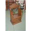 Image 1 : Antique hand carved oak hall bench with flip up seat, carvings including faces, scroll work etc.