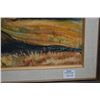 Image 2 : Framed mixed technique acrylic on board painting on board titled on verso "Stooks" signed by artist 