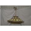 Image 1 : Antique Arts and Crafts ceiling fixture with copper and multiple slag leaded glass panels 23" in dia
