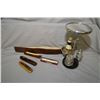 Image 1 : Selection of vintage shaving items including shaving mirror, brush and soap combination, selection o