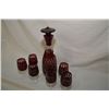 Image 1 : Amethyst cut to clear drinks decanter with stopper and six matching glasses