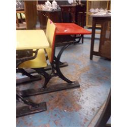VINTAGE CHILD'S SCHOOL DESK -CAST IRON BASE -NATUR
