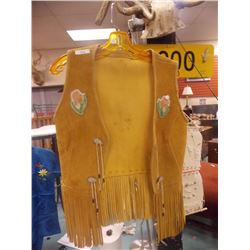 FIRST NATIONS DANCING VEST - HAND CRAFTED LEATHER & BEADS