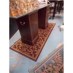 COFFEE TABLE - DOUBLE PEDESTAL GLASS TOPPED