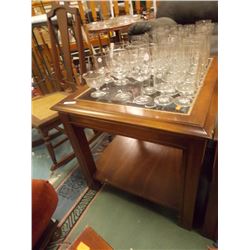VINTAGE GLASS TOP END TABLE