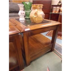 VINTAGE GLASS TOP END TABLE