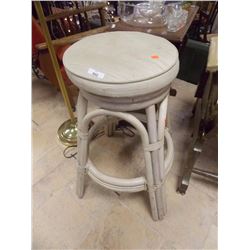 WICKER & UPHOLSTERED SWIVEL STOOL