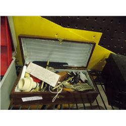 WOOD BOX OF MISC - 2