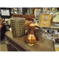 BRASS JUG AND BIN