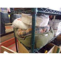 LOT OF DOG CUSIONS AND BED
