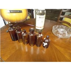 GLASS MEDICINE BOTTLES - 6 TTL
