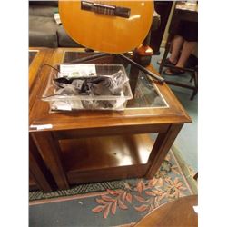 VINTAGE GLASS TOP END TABLE