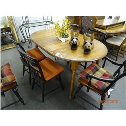 Mahogany Flower Accented Table & 6 Chairs - Hitchock Stencils