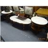Image 1 : Set Oak Granite Top Coffee Table & 2 Round End Tables