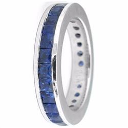 Natural Royal Blue Sapphire & Solid Gold Eternity Band