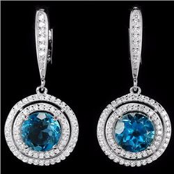 Natural London Blue Topaz Earring