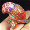 Image 1 : Hand Carved Rainbow Calsilica Gemstone Parrot
