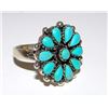 Image 2 : Vintage Old Pawn Native American Zuni Sterling Silver Sleeping Beauty Mine Turquoise Rosette Cluster