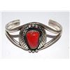 Image 2 : Vintage Old Pawn Native American Navajo Jerry Johnson Sterling Silver Mediterranean Coral Cuff Brace