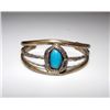 Image 1 : Native American Navajo Sterling Silver Turquoise Cuff Bracelet Squash Blossom Design