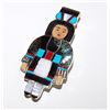 Image 1 : Native American Zuni Sterling Silver Turquoise Coral Paua Shell MOP Mosaic Inlay Maiden Large Brooch