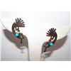 Image 2 : Native American Navajo Kokopelli Sterling Silver Turquoise Pierced Earrings