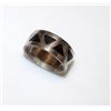 Image 2 : Vintage Art Deco Sterling Silver 925 Onyx Inlay Geometric Design Band Ring Size 8