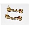 Image 2 : 14K Gold Garnet Diamon Earrings