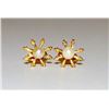 Image 1 : 14K Gold Pearls Starbust Design Earrings