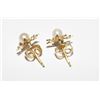 Image 2 : 14K Gold Pearls Starbust Design Earrings