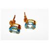 Image 2 : 10K Gold Blue Topaz Post Earrings