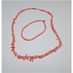 Angel Skin Pink Coral Necklace Bracelet